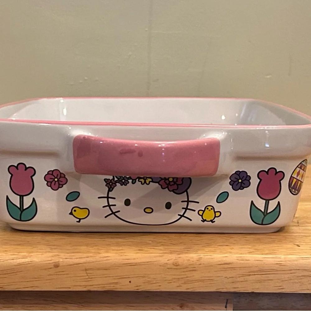 Hello Kitty Spring Flowers Rectangle Ceramic Baking Dish Made By Sanrio
